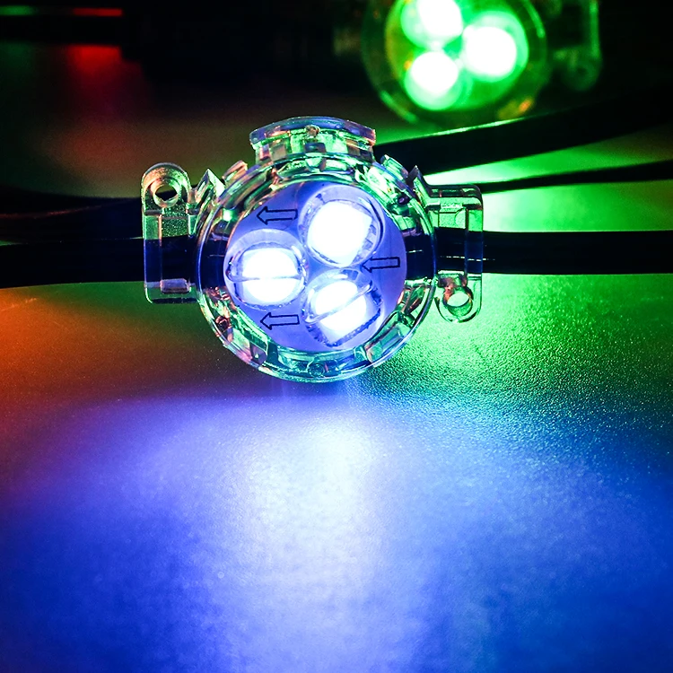 SHIJI WS2811 UCS2904 Permanent Christmas Lights 30mm DMX RGB Ip67 Outdoor Waterproof Led Pixel Point Light