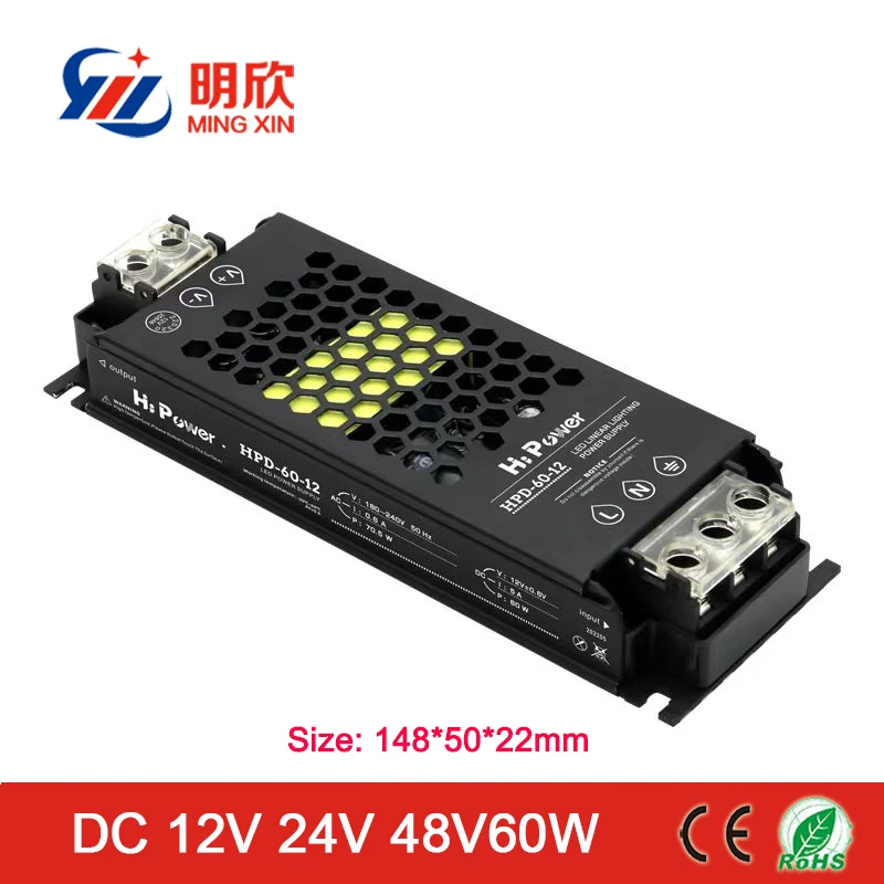 Ultra thin slim led power supply dc 12v 24v 48v 60w 100w 150w 200w 300w 400w LED linear lighting power supply 12v 60w