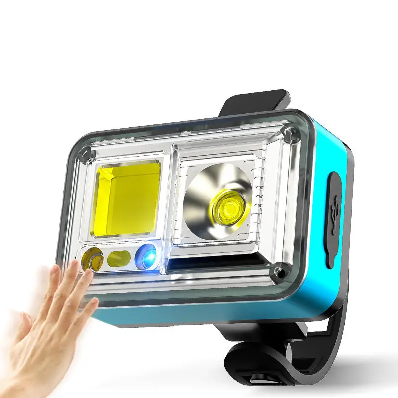 Hand Motion Sensor Power Display Rechargeable Portable Headlamp Flashlight MTB Bike Light