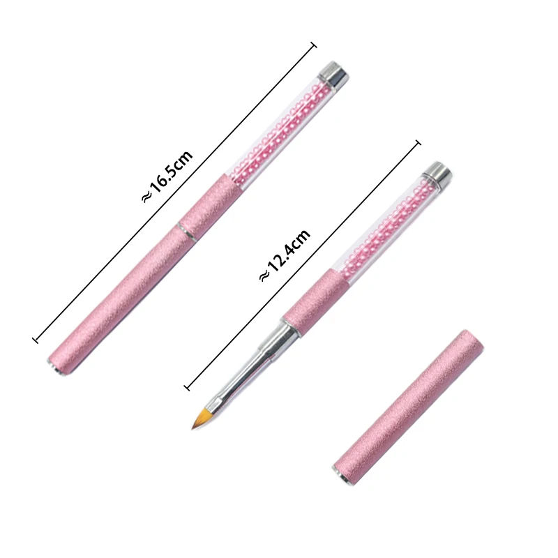 Professional 16pcs Gel Nail Brushes Set with Pearl Acrylic Handle Manicure Oval Flat 3D Detail Brush for Acrylic Nail