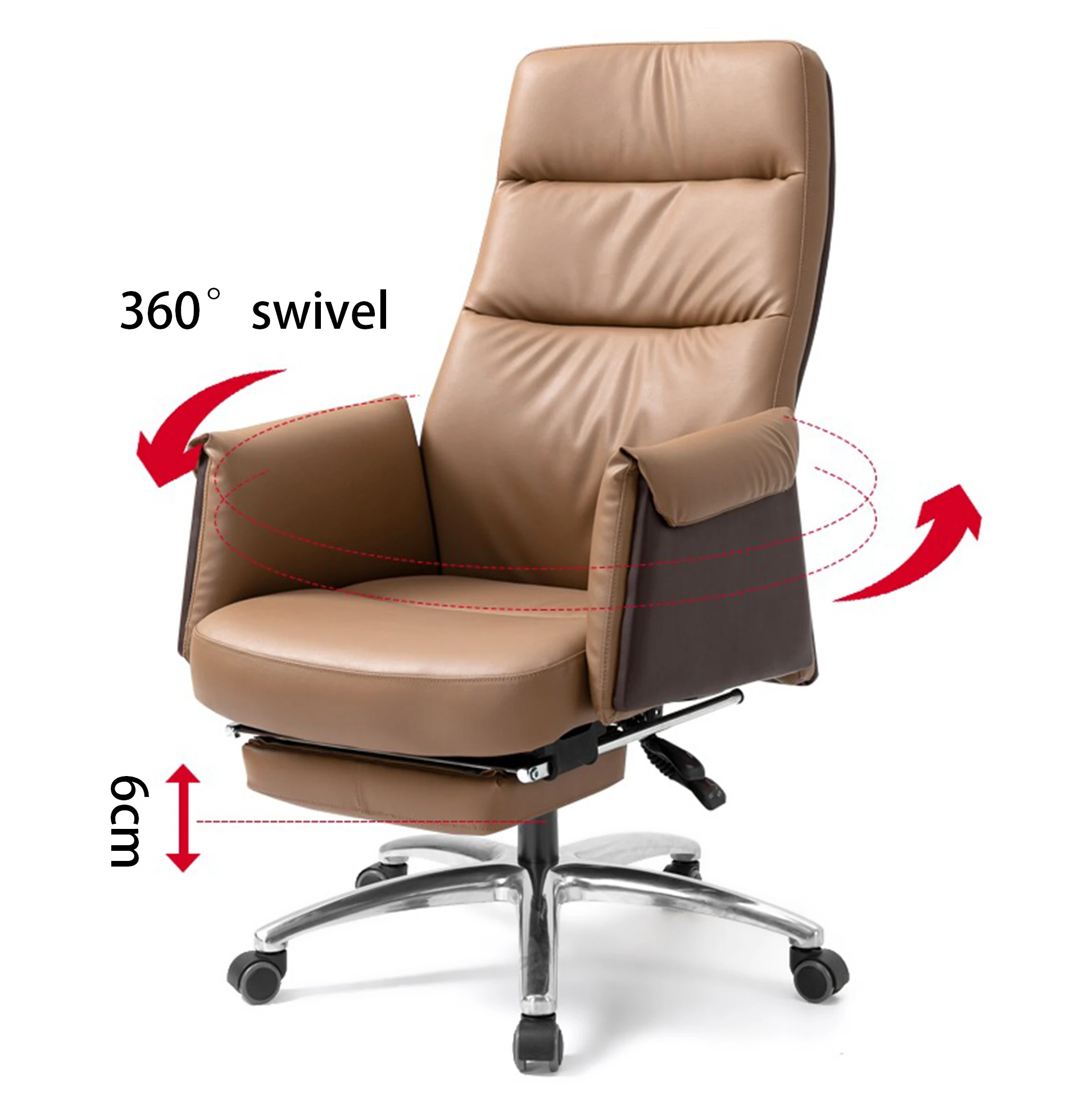 Luxury modern PU Leather ergonomic with footrest swivel relaxing rotating manager office chair