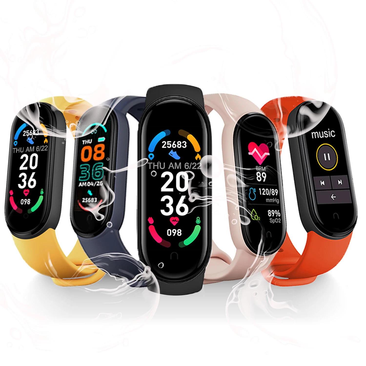 Smart Bracelet Reloj M6 Heart Rate Blood Oxygen Smart Band 90mAh Amled Wristband Fitness Tracker Mi Bracelet