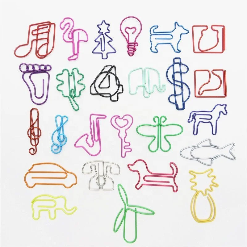 Office School Supplies Plastic Coated Any Shapes Metal Customised Logo Mini  Planner Paper Clips Bookmark
