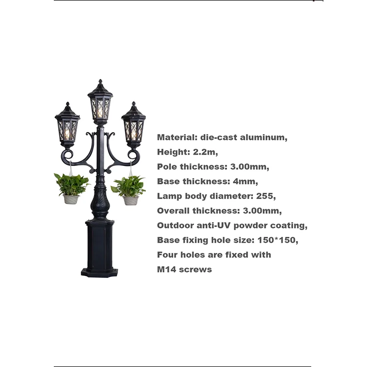 European Classics Led Street Lamp Outdoor Garden Light Aluminum Glass Waterproof Lamp Garden Landscape Lights