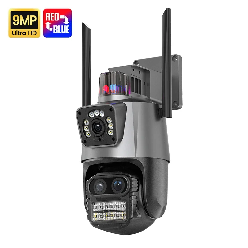 Dual-lens 8x optical zoom auto tracking linkage alarm wireless ptz dome camera color night vision wifi icsee ptz cctv camera