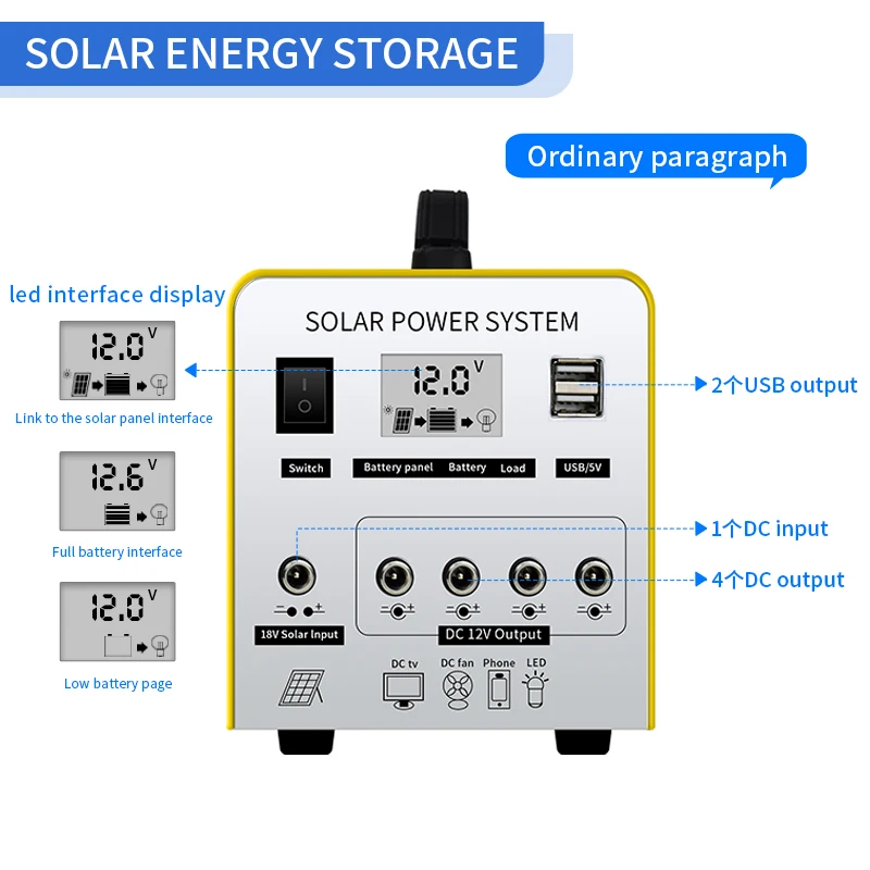 Multifunctional Radio MP3  Portable Mini Home  Solar Lighting System 540Wh Inverter Power Energy Storage System Battery