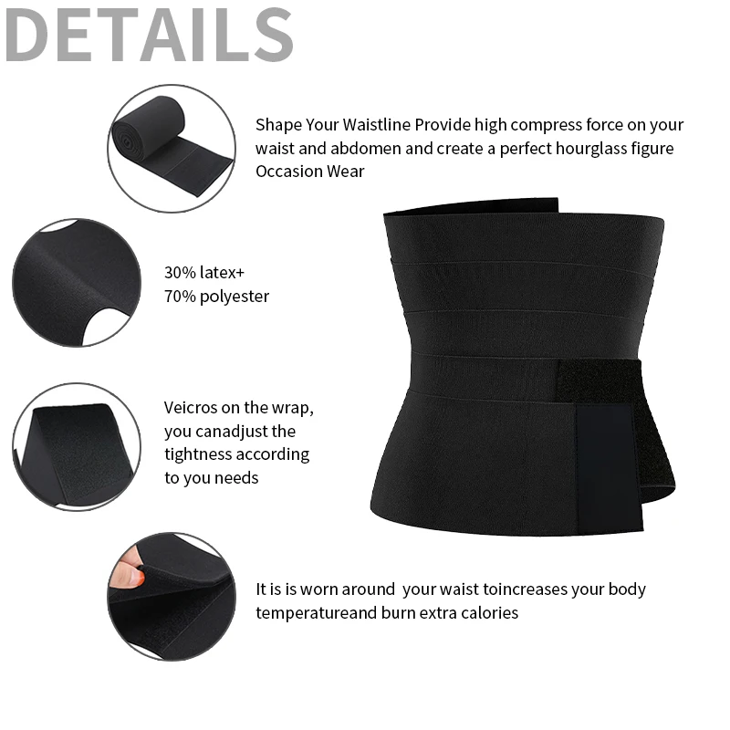 Wholesale 3M 4M Tummy Wrap for Women Elastic Belly Slimming Shaper Rubber Band Wrapping Belt