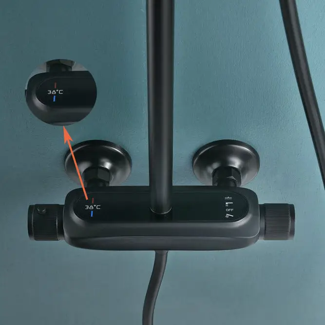 Hot Sale Digital Temperature Controller Shower Mixer Digital Led Display Shower Head Digital Display Thermostatic Rain Shower