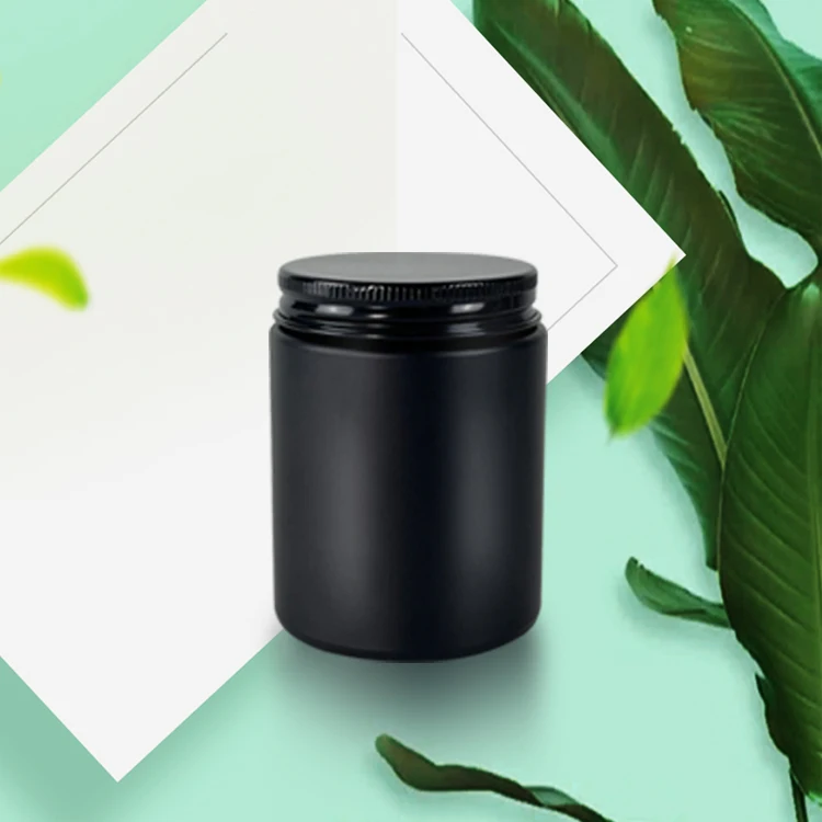 Empty Black Color Round Aromatherapy Bottle with Any Color Spray Home Smooth Glass Jar for Candles with Black Aluminum Lids