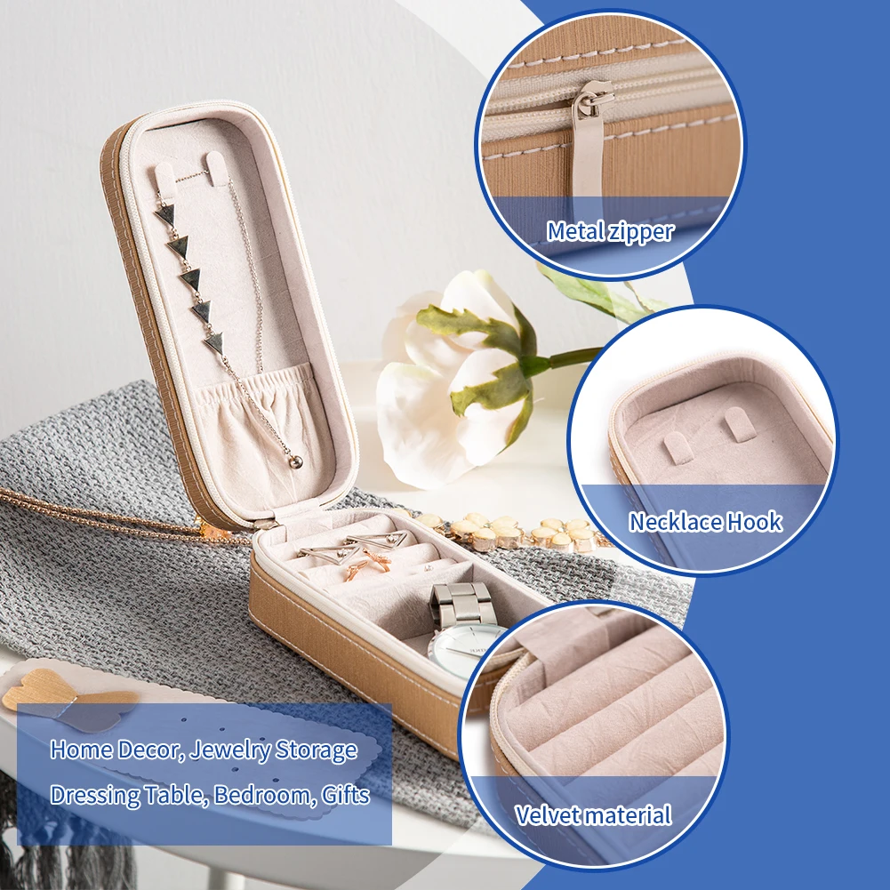 Mini Jewelry Travel Case Small Travel Portable Display Storage Box Mini Storage Organizer for Rings Earrings Necklaces Gifts