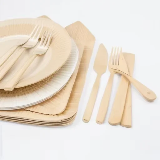Bamboo Disposable Compostable Tableware Set for Travel Events