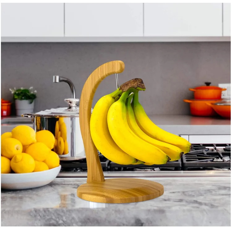 Custom banana holder bamboo multipurpose fruit basket with banana holder