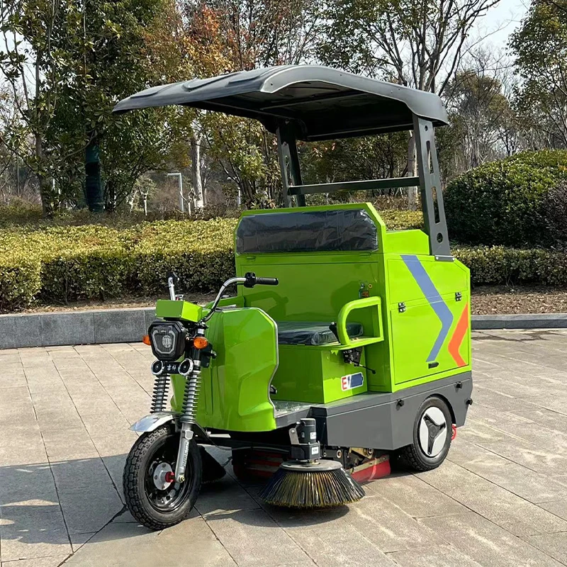 Garbage Truck In The Factory Three-Wheel Steering Watering Road Sweeper Electric Cleaning Garbage Truck