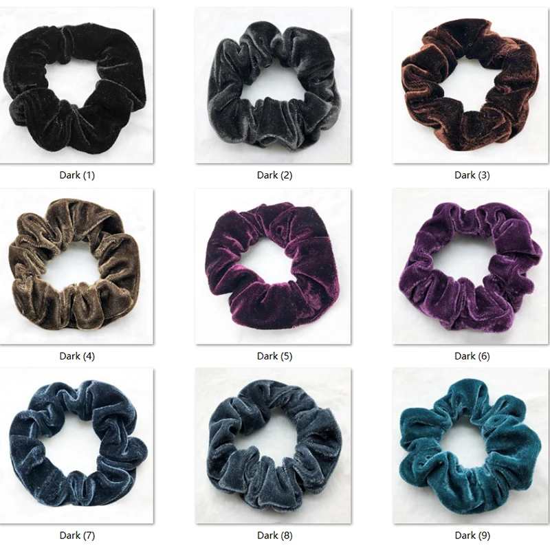 Solid color plain designer velvet Elastic Hair Scrunchies accessories for girls and woman