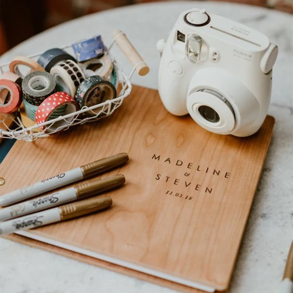 Mr&Ms Wood Cover Wedding Guest Book Wood For Wedding Guest Sign Gifts