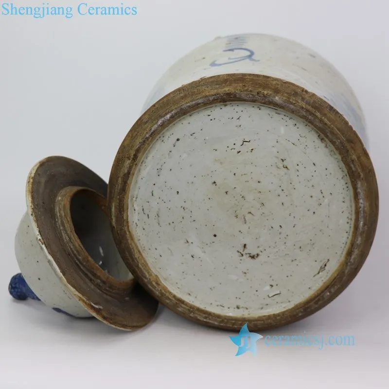 RZEY1218G-S antique hand painted blue and white pine tree pattern porcelain jar