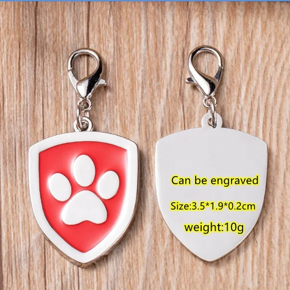 Cartoon footprints shield shaped dog tags multi-color optional engravable anti-lost zinc alloy pet ID tag collar accessories