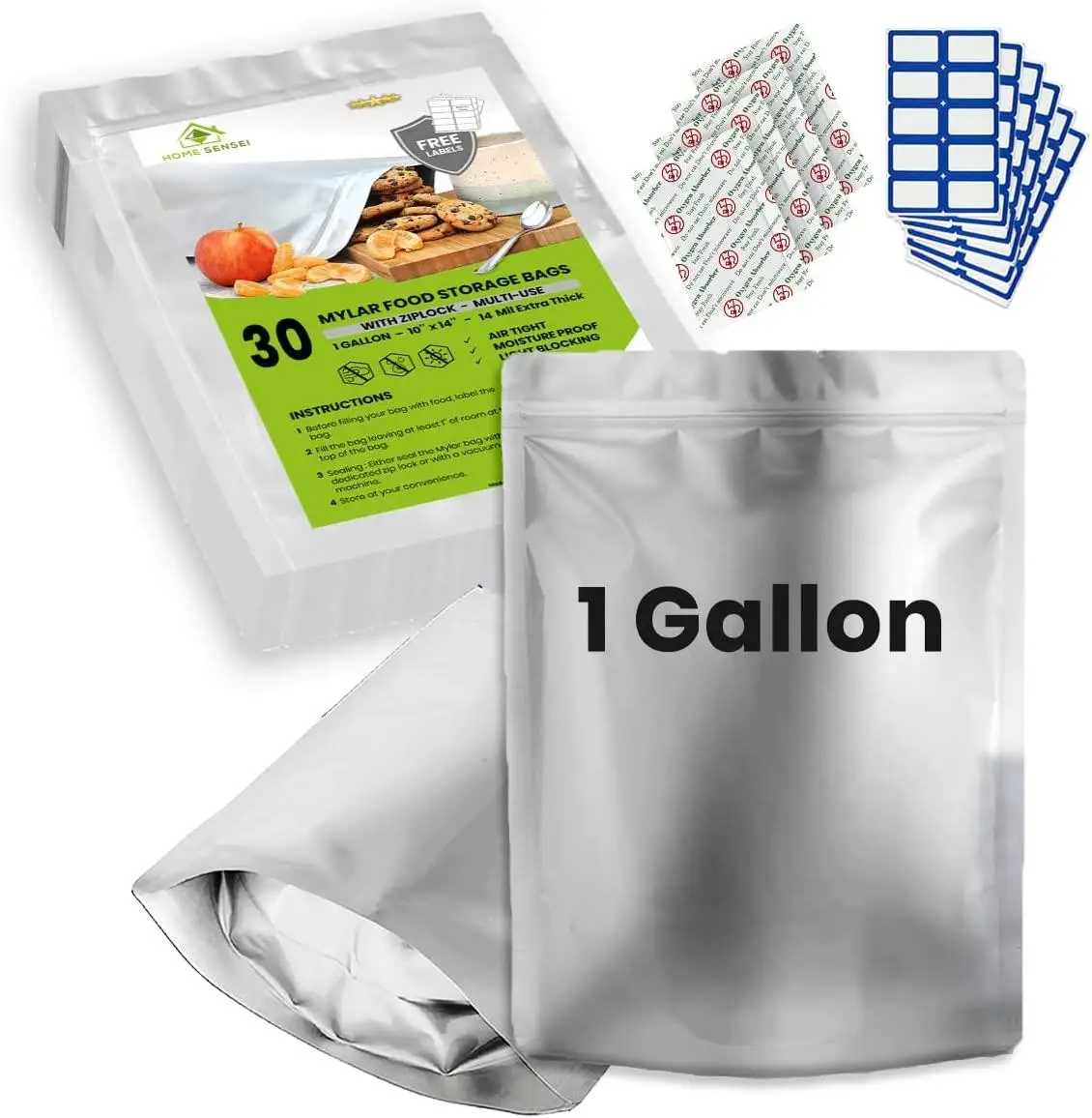 wholesale custom logo Stand Up Pouch Aluminum Foil Packaging Mylar Bags for Food Storage with Oxygen Absorbers