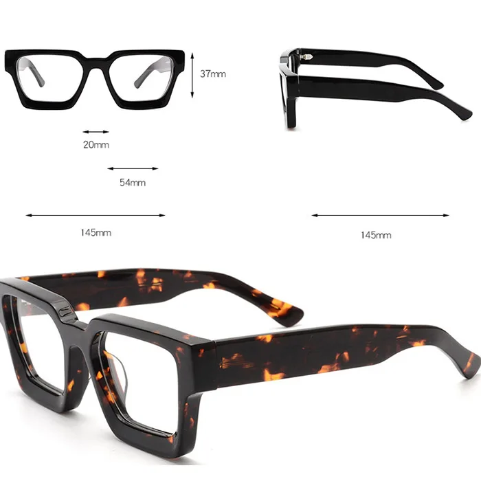 Customized Logo Fashion Optical Glasses Frame Men Wholesale Handmade Eyewear Retro High Quality Acetate Eyeglass Frame