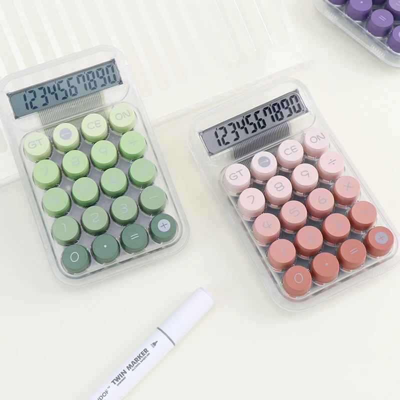 ANI Latest Trending Product Cute Gradient Button Style Transparent Case Lovely School Accounting Use Electronic Calculator