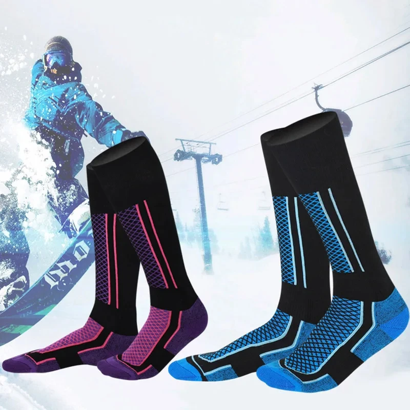 2024 Winter Warm Thickening Sports Stockings Women Men Children Anti-Cold Skiing Outdoor High Ski Stockings Hiking Socks