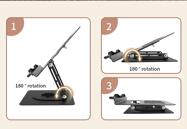 Wholesale Factory Price Foldable Reading Book Holder Adjustable 360 Rotating Base Portable Metal Book Stand