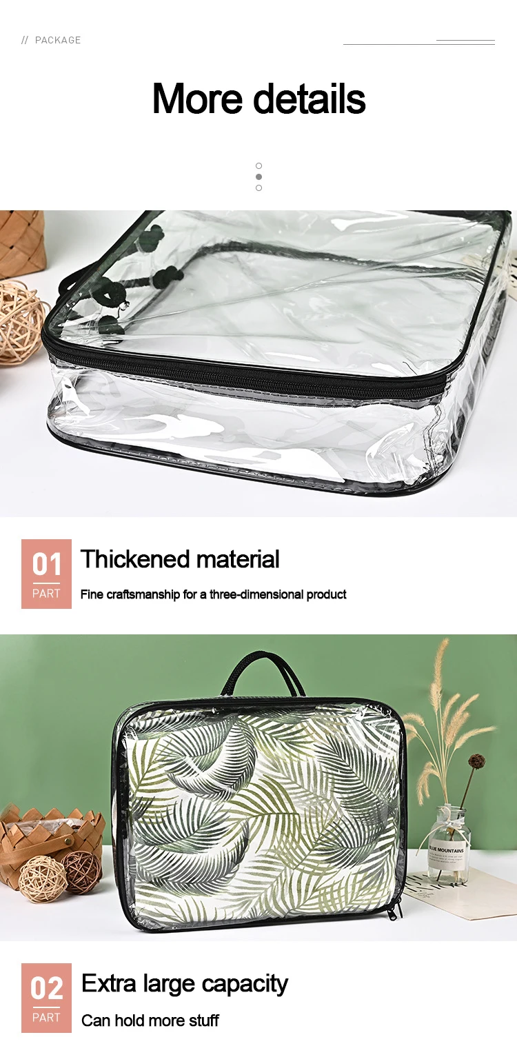 T1 Custom Plastic packaging bag with zipper for blanket and bedding sets of 4 pieces Transparent pvc bag