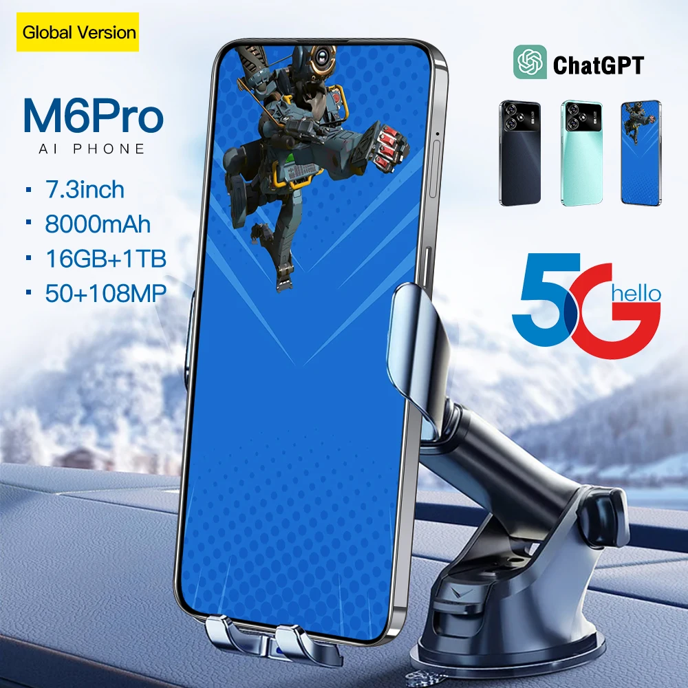 LX-M6 pro U30 16+1TB 7.3inch FHD Display 50MP Front Camera 108MP Rear HD camera smart phone