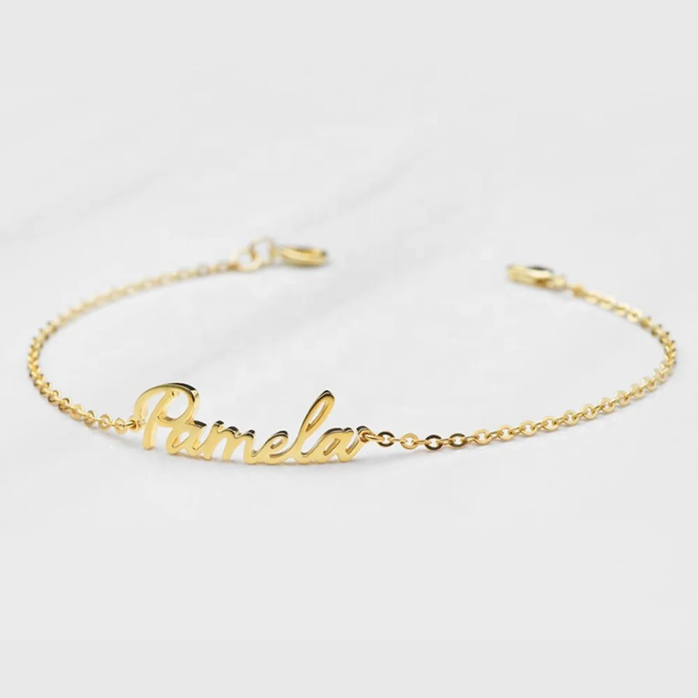 eManco Customized Name Bracelet Personalized Gold Charm Bracelet 2022 Stainless Steel Custom Name Brand Jewelry Couple Bracelet