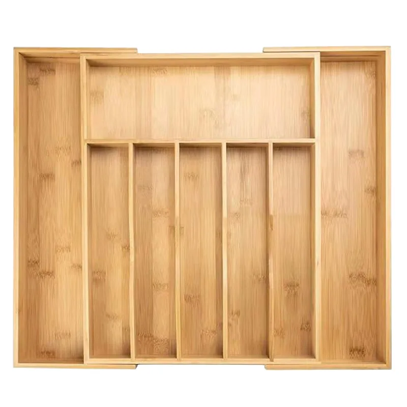 Multifunctional Expandable Premium Bamboo Kitchen Utensil Cutlery Silverware Drawer Holder Storage Organizer Tray