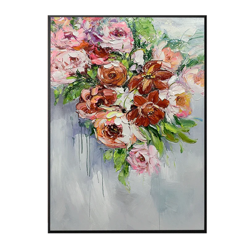 
Beautiful flowers high quality wholesale Handmade Flower Wall Painting for Living Room Decor 