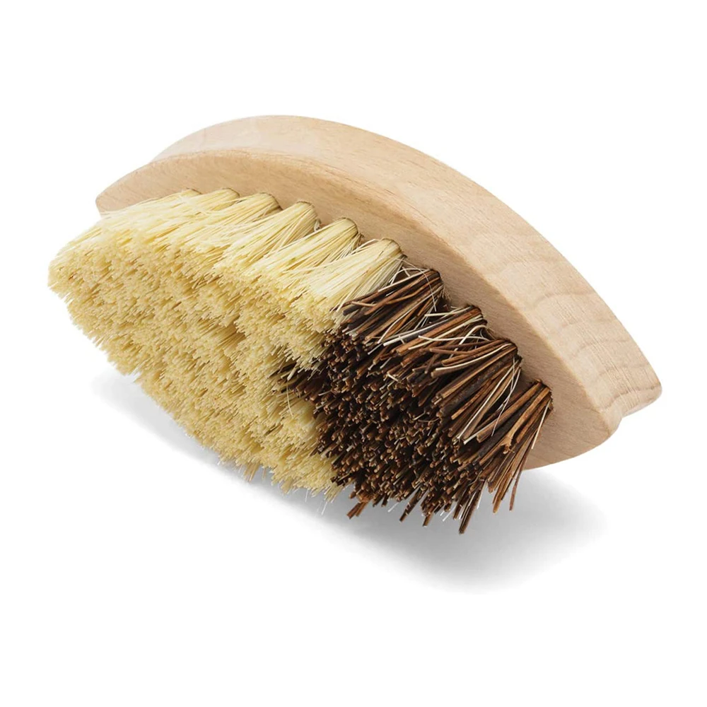 Eco-friendly bamboo wooden tampico coconut bristle kitchen vegetable fruit cleaning brush