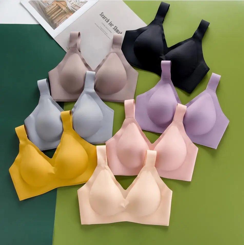 Wireless Sex Women Push Up Wireless Soft Sport Comfortable No Rim Push Up One Piece Solid Color Seamless Bra