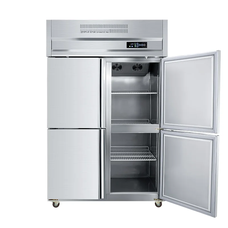 1000L 3 shelf Stainless steel kitchen fridge refrigerated doubl door freezer commerci fridg