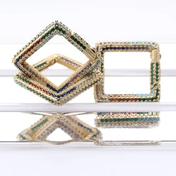 WXSQ25365-KC 2021 Радуга CZ микро проложить 25 мм Открытый латунный кулон застежки крючки для изготовления ожерелья