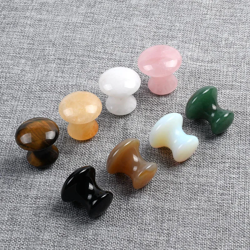 Natural Crystal Jade Mushroom Gua Sha Stone Face Eye Massager Facial Scraping Board Beauty Tool ice massage roller ball