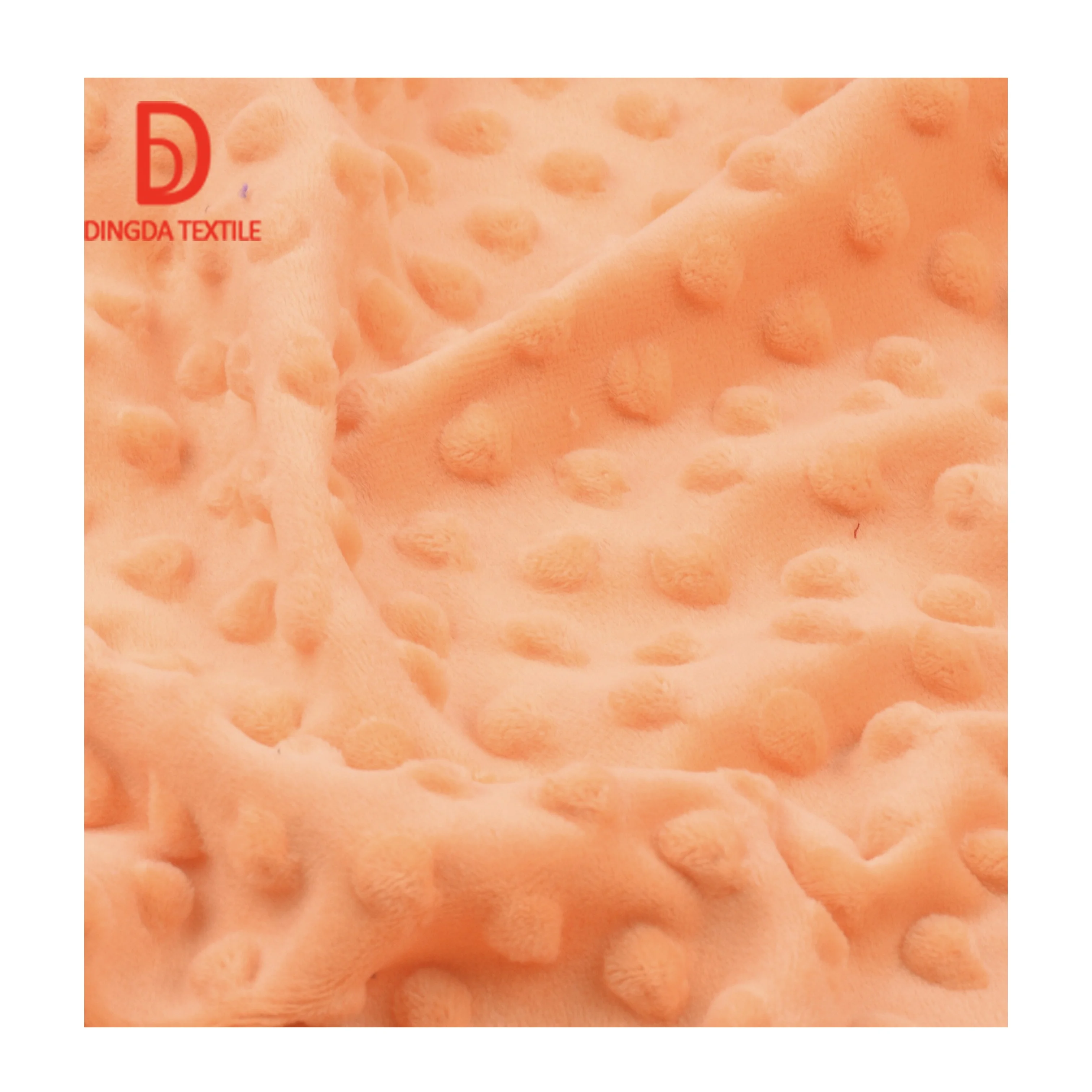 2024 Pure color 100% polyester embossed Mingki Polka dot fabric Baby blanket fabric Solid throw pillow plush fabric
