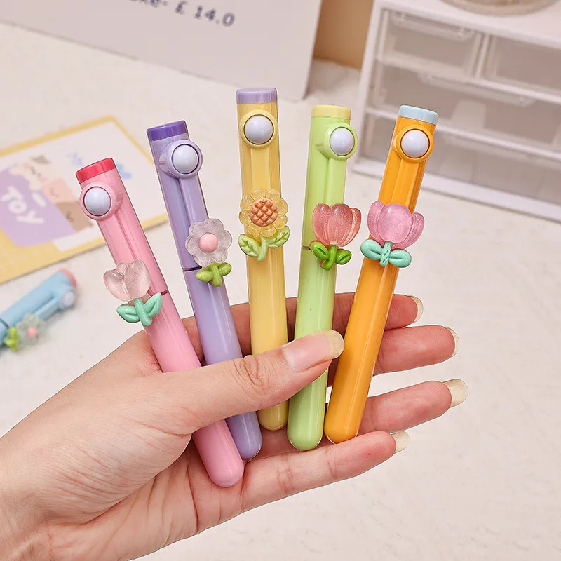 High-value stress relief fluorescent pen flower rotating fun cartoon color pen student marker pen