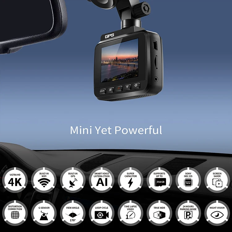 Видеорегистратор UHD 2160P широкий угол обзора Wi-Fi GPS 2 4 дюйма