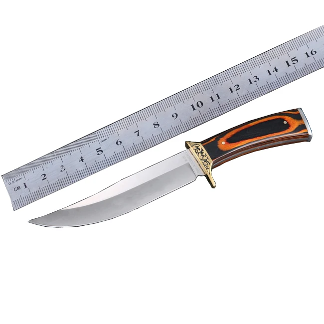 new style outdoor Combat Black orange pakka dymond wood brass guard satin Fixed Blade knife knives