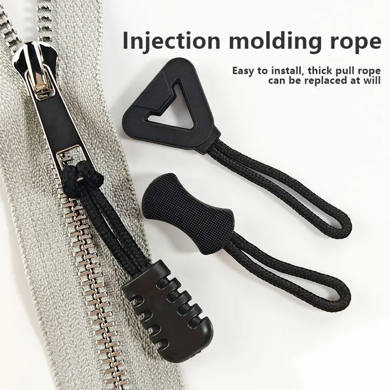 Custom Thickened Plastic Zipper Pull Tail Rope Injection Molding Head Buckle for Luggage Clothing and Accessories