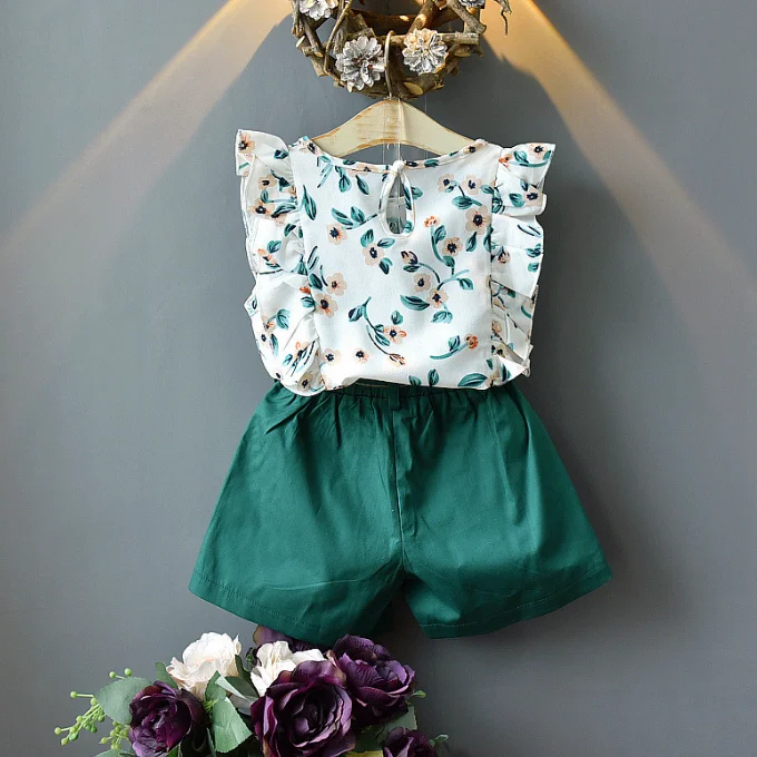
Kids summer floral shirt and pant little girls western outfit toddler stylish clothing sets 