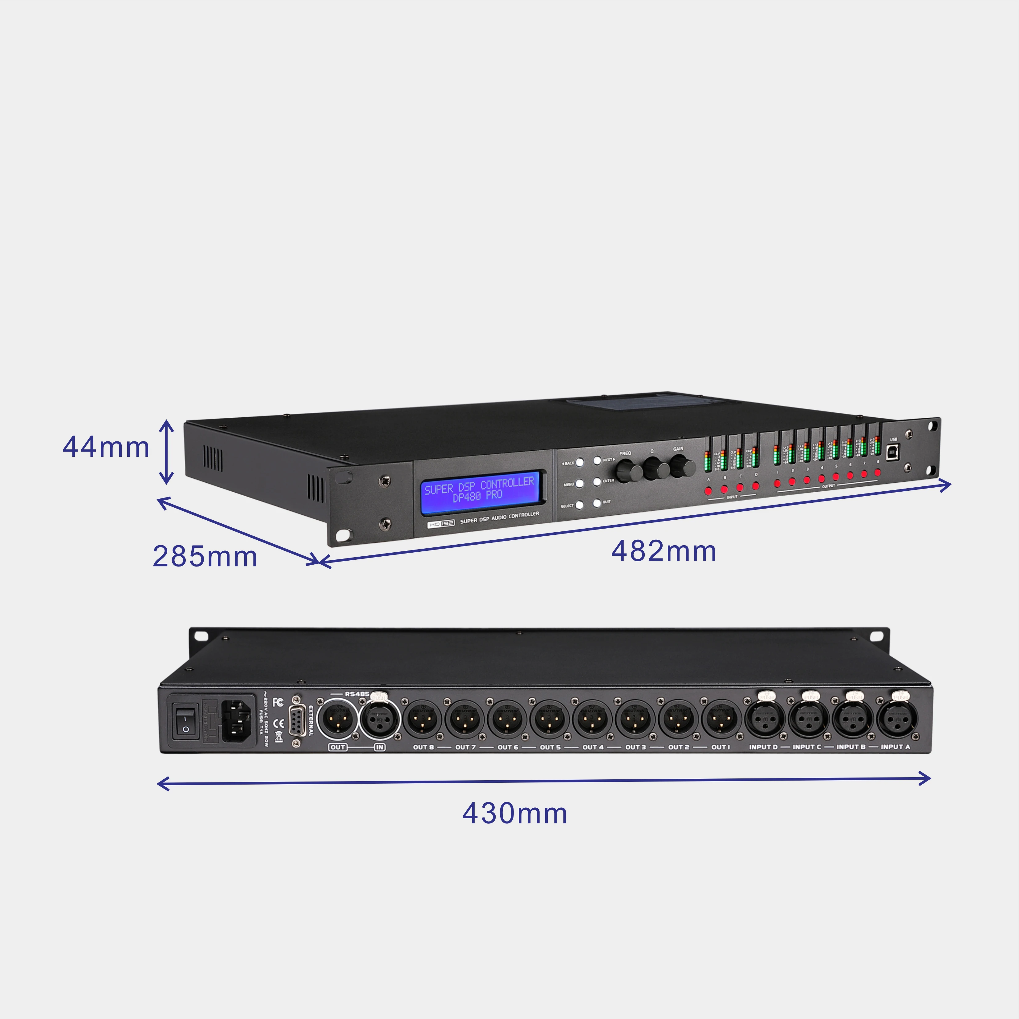 4 Input 8 Output Intelligent Digital Effector Passive Type AC Power Supply Custom Storage Audio Processor For Stage