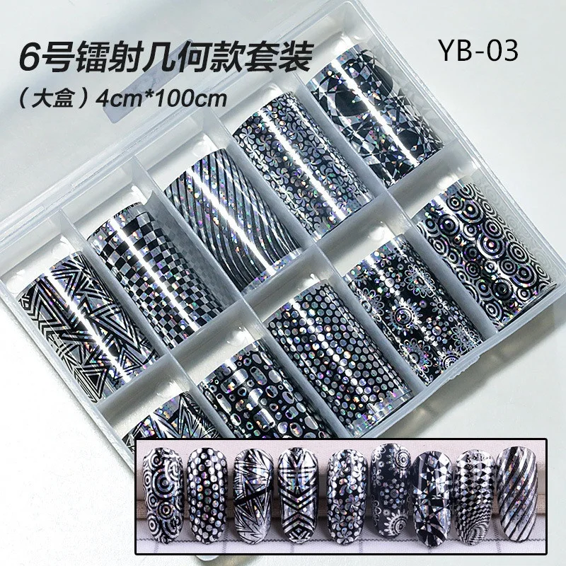 10 дизайнов/набор 4,0*100 см голографический ногтевое искусство, переводные наклейки фольги бумага Звездное AB цвета УФ гель для обертывания