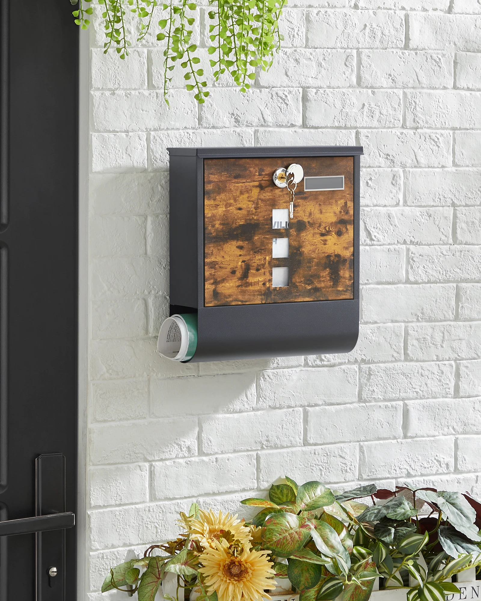 Home Waterproof Antique Brown Wall Mounted Letter Box American Postal Mailing Box Custom Logo Metal Outdoor with Lock and Window