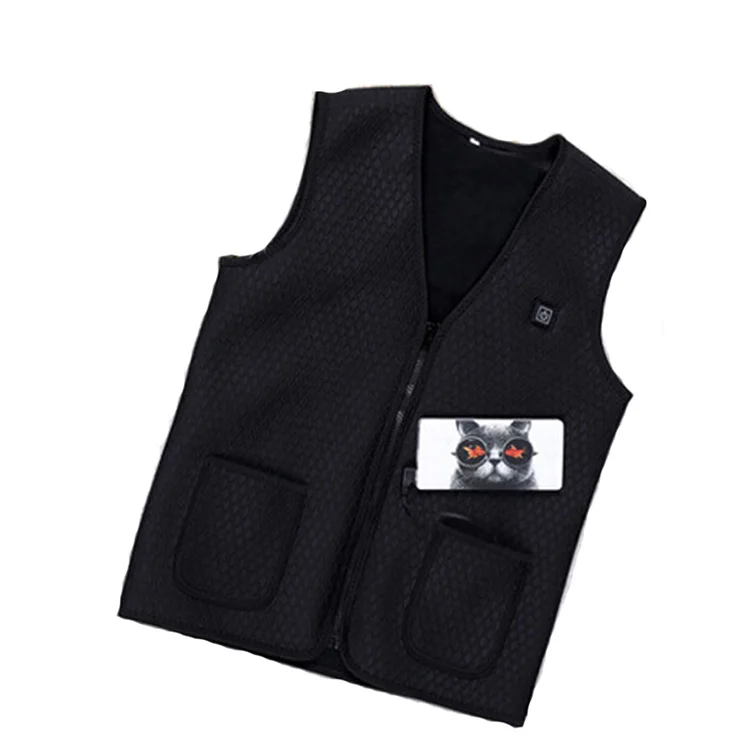 Unisex Warmest Mobile Battery Heated Vest Polyester Water Proof Custom Button Inside 12V Power Heated Clothes Usb Vest Wired