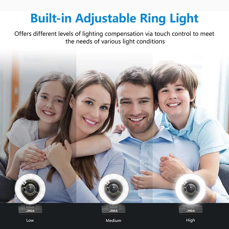 New Arrivals PC Camera Web Stream Cam Ring Light 1080P 30Fps Hd Usb Webcam Led Light Full Hd Web Camera With Mic