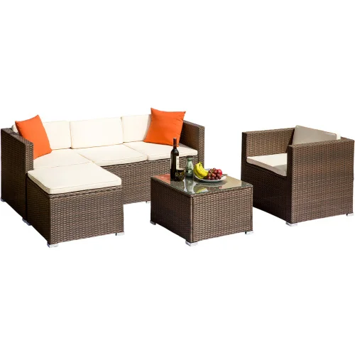 Wholesale Leisure Courtyard I Shape Garden Sets Patio Furniture Outdoor Wicker Rattan Sofa Set
