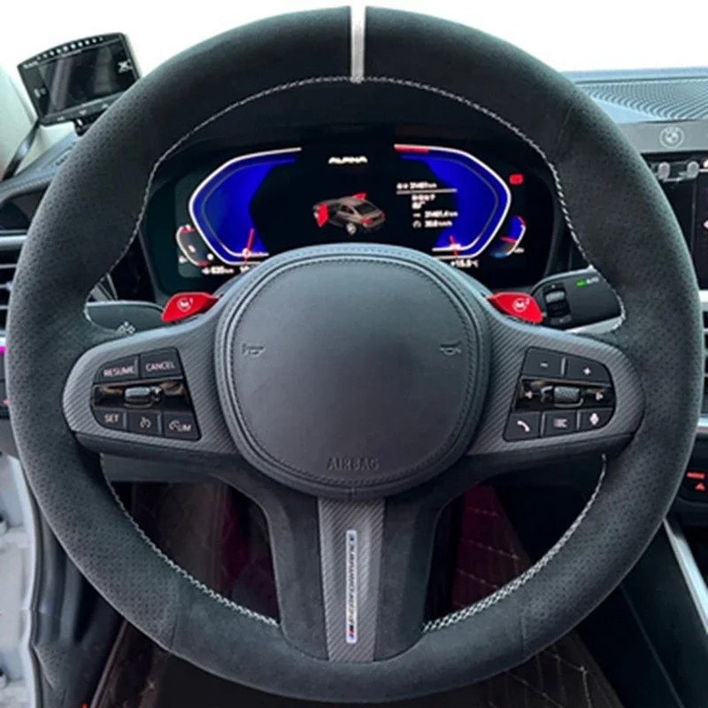 Customized Car Steering Wheel Cover Anti-Slip Suede Braid For BMW M Sport G30 G31 G32 G20 G21 G14 G15 G16 X3 G01 X4 G02 X5 G05