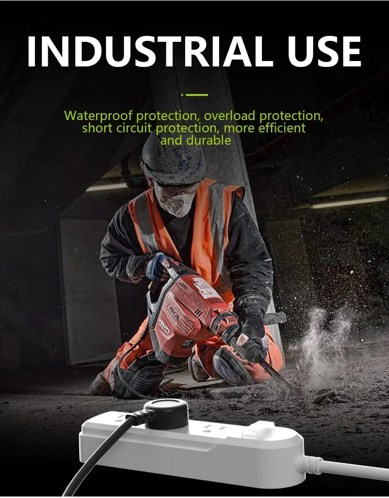 3AC power socket Overload protection Outdoor power strip weatherproof with switch wall mounted sockets for deck yard lights